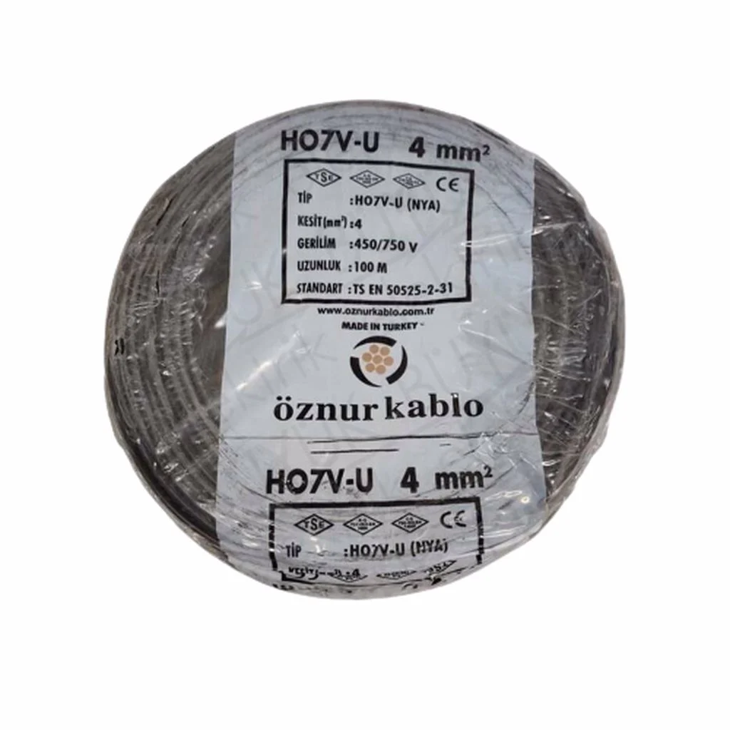 Öznur Kablo 4 mm H07V-U (NYA) 450/750 V - Siyah