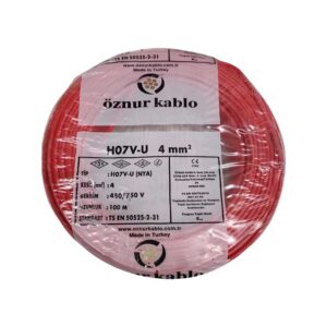 Öznur Kablo 4 mm H07V-U (NYA) 450/750 V - Kırmızı