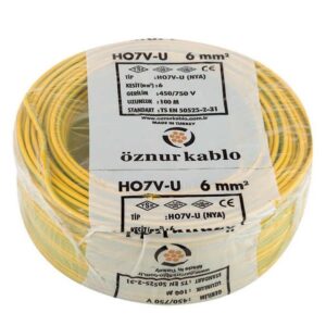 Öznur Kablo 6 mm H07V-U (NYA) 450/750 V - Sarı/Yeşil