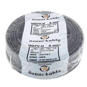 Öznur Kablo 6 mm H07V-U (NYA) 450/750 V - Siyah